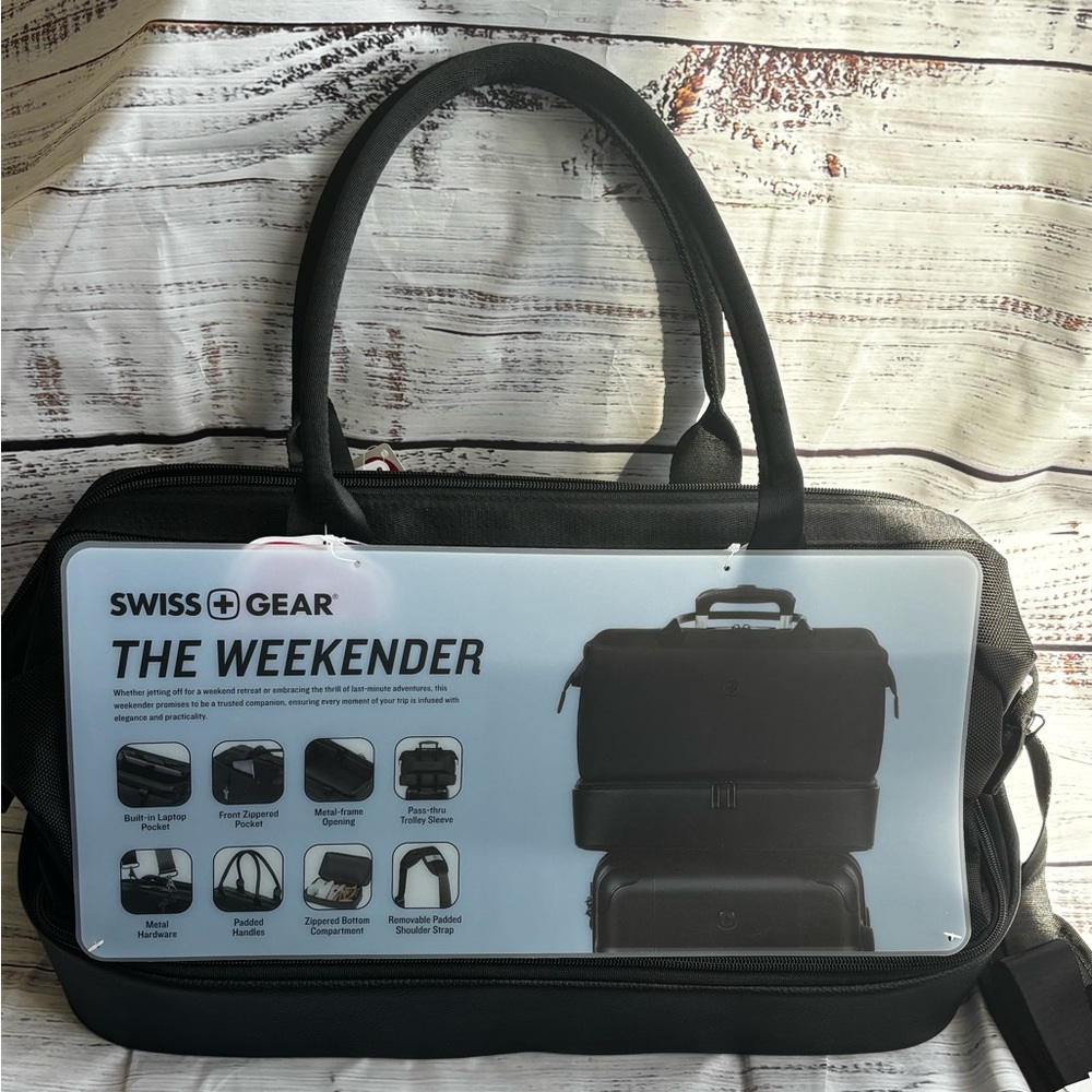 NWT SWISSGEAR Weekender II Travel Tote Bag in Black for Travel, Gym, Work 1097 - Picture 3 of 8